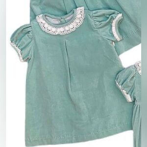 Peggy Green Light Teal Velvet Dresss, Sz 4, NWT